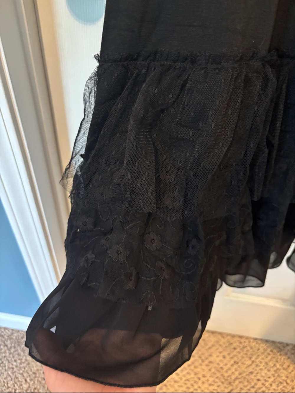 Black Spaghetti Strap Ruffle Hem Dress / Dress Extender. Size 1X - Picture 3 of 9